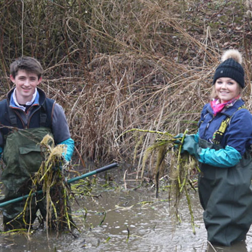 Students Give Pond a Spring Clean